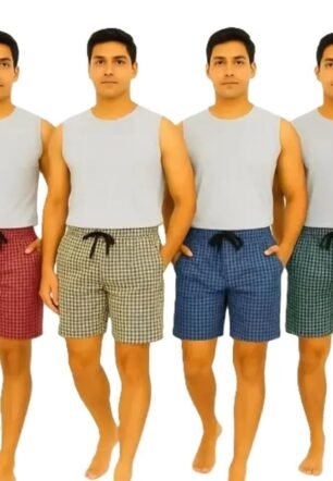 Comfortable Lounge Shorts Cotton Blend Stretchable Fabric Elastic Waistband Shorts for Sleeping, Home, Travel and Everyday Use Multi XL Multicolour