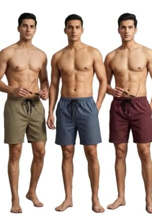 Comfortable Regular Fit Shorts with Stretchable Elastic Waist, Soft Casual Bottom for Summer, Fitness, Travel and Everyday Lifestyle Yellow+Marron+Blue M