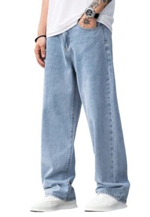 Men's Solid Regular Fit Mid Distressed Fashionable Trendy Denim Jeans(Blue)