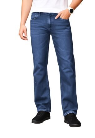 Men's Smart Fit Stretchable Jeans || Dark Blue Mid-Rise Denim Pants with Whisker Wash || Premium Casual Wear Jean for Men || 5 Pocket Jean's for Men's – Size 32 (1)