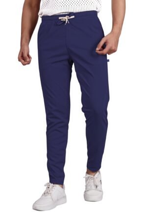 Men's Cotton Blend Track Pant,Stylish Design Comfortable and Versatile Active Wear (Navy Blue-L)