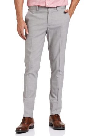 Symbol Men's Stretchable Formal Low Rise Pants | Trousers (Slim Fit) (Light Grey)