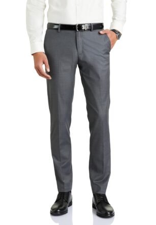 Men's Mid Rise Slim Fit Formal Pants (Charcoal Grey)