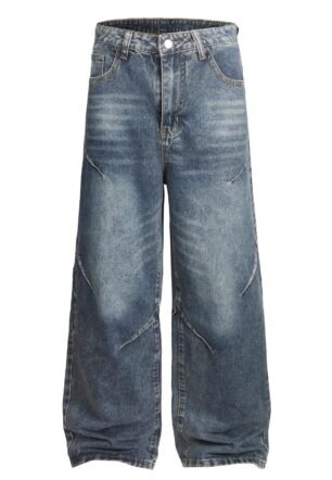 Men's Baggy Hip Hop Jeans Y2K Casual Vintage Wide Leg Skater Denim Pants Loose Fit Long Trousers 2000s Streetwear, A#nostalgic