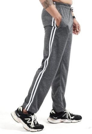 Diamond Fashion Men’s Stylish Track Pants with White Side Stripes |Sportswear, Casual & Fitness Pants for Men | Stretchable, Breathable & Trendy Lower for Workout (in, Alpha, 2XL, Grey)