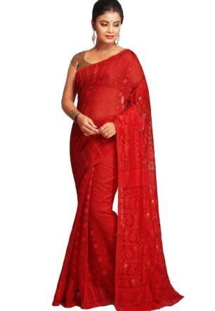 Cotton Silk Dhakai Softs Red Jamdani saree (BBGD7_BZ)